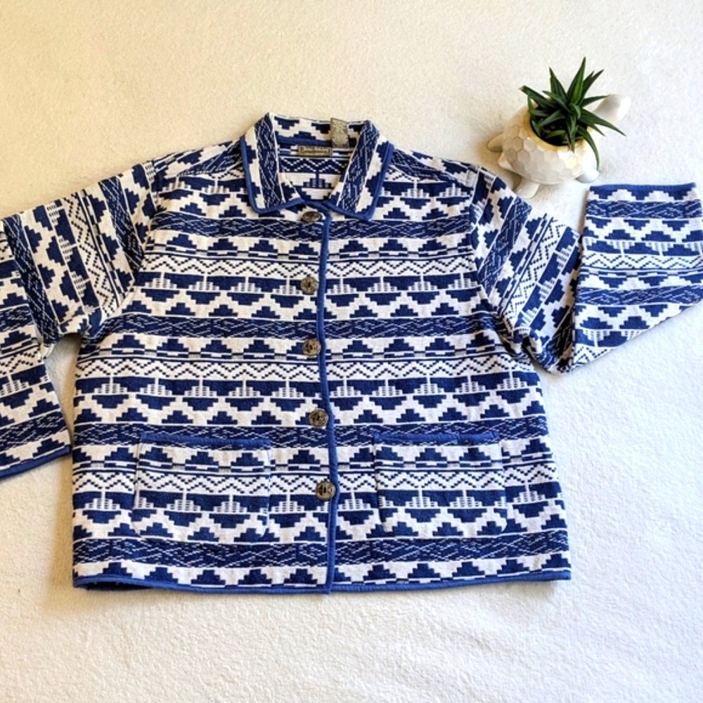 Jane Ashley Knit Full Front Button Sweater, XL